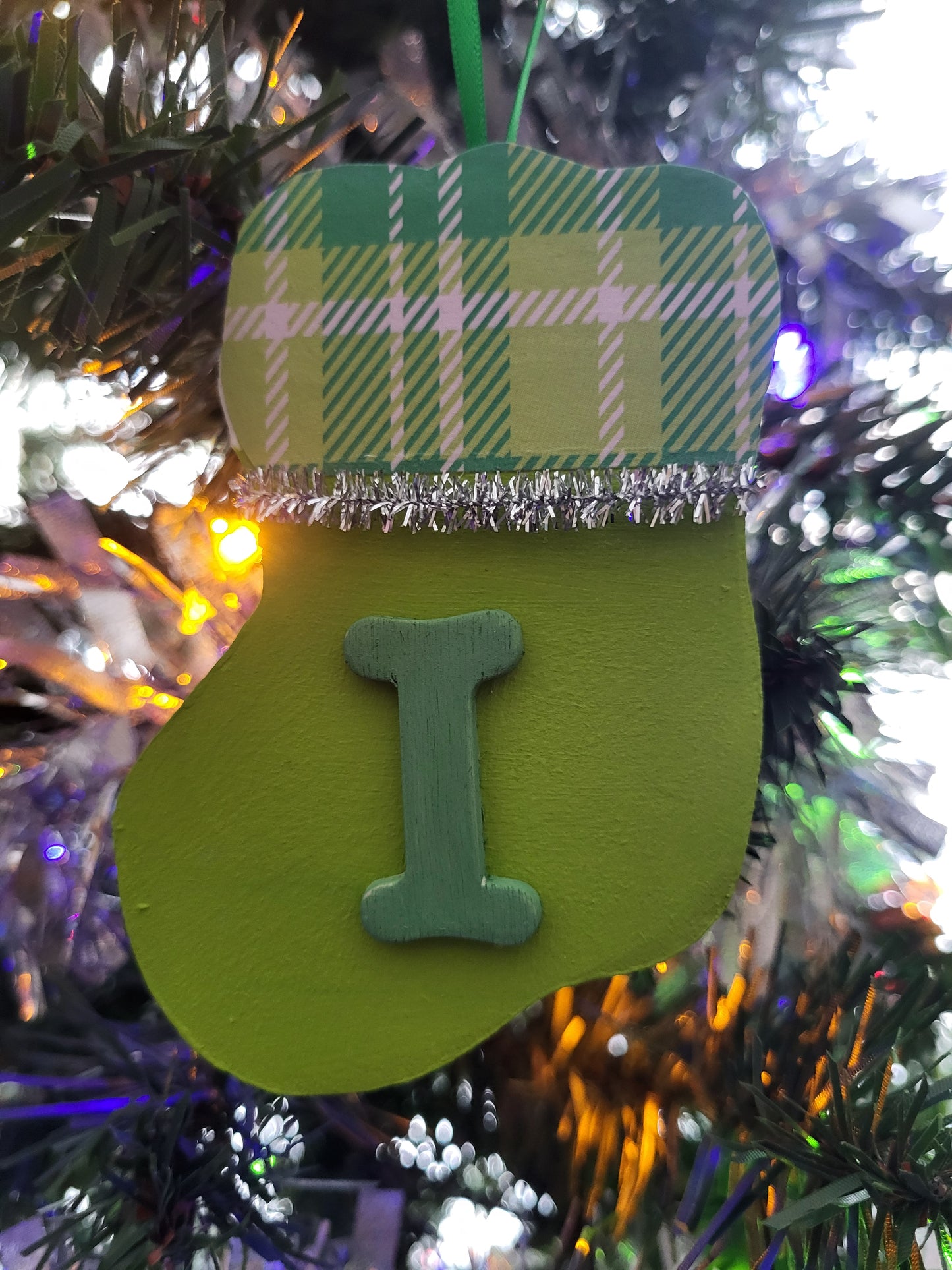Personalized Stocking Ornament - colors and initial
