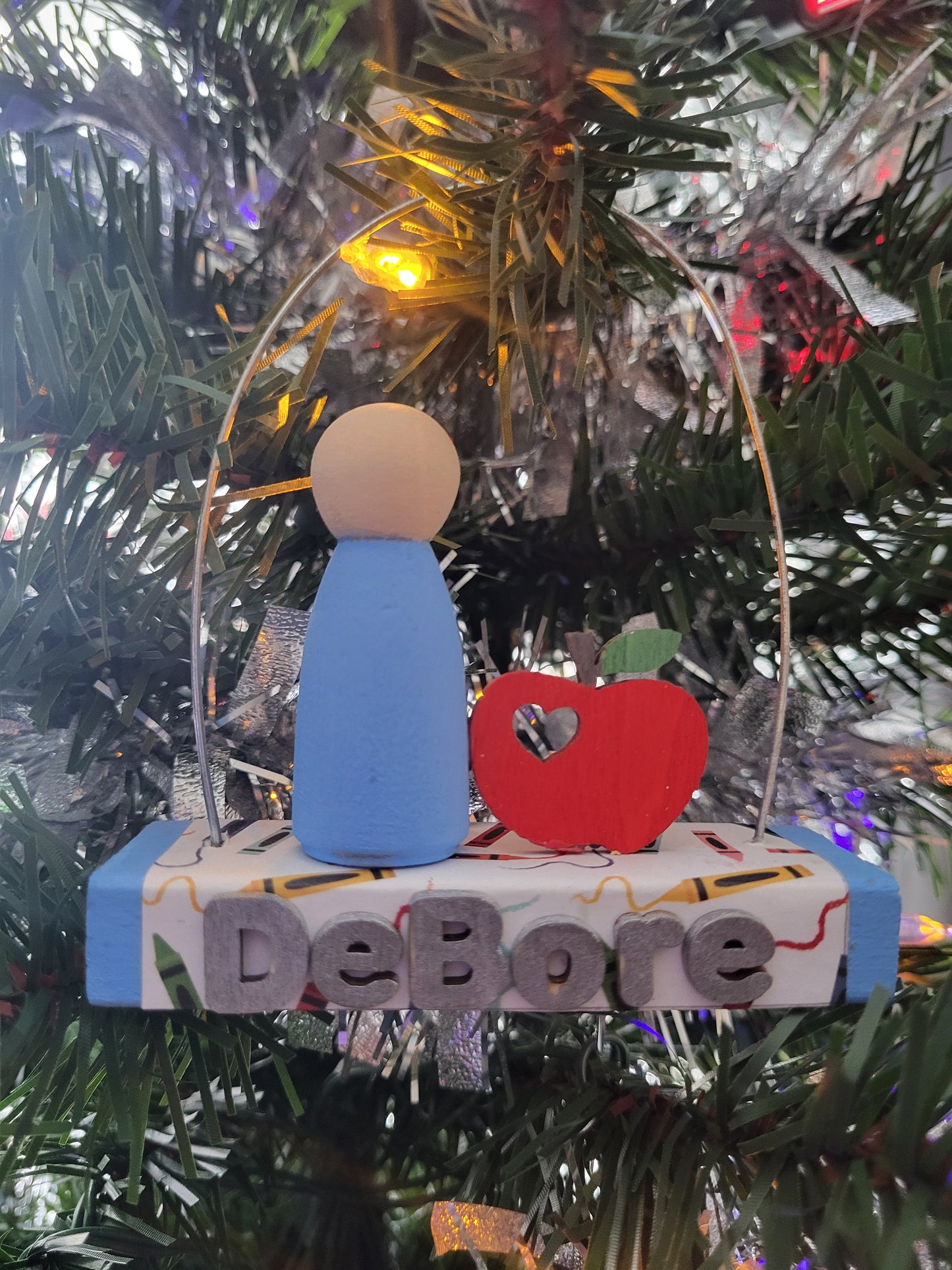 Personalized Teacher Ornament - Custom Name and Colors