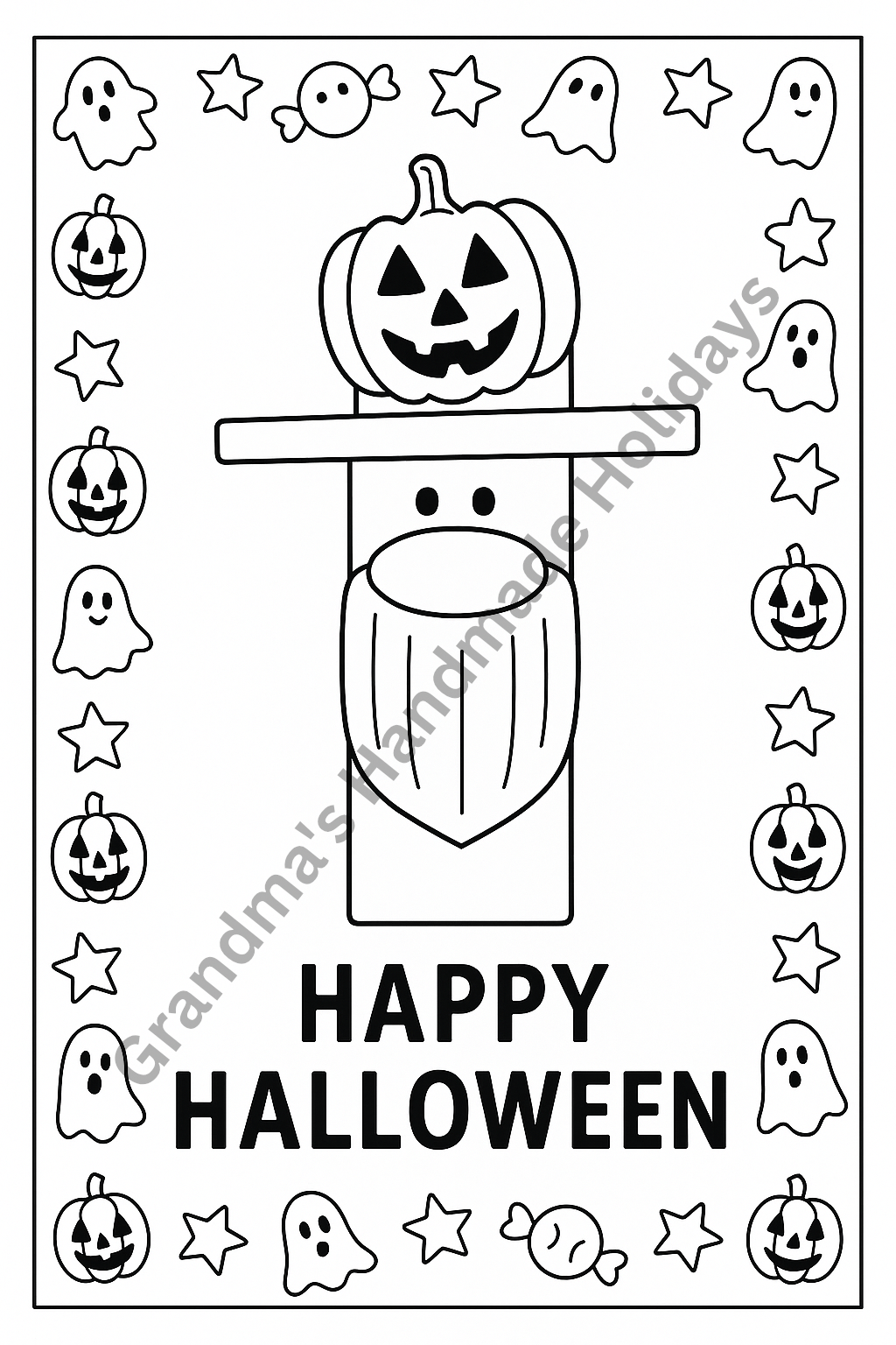 Halloween Coloring Pages - 5 page digital download