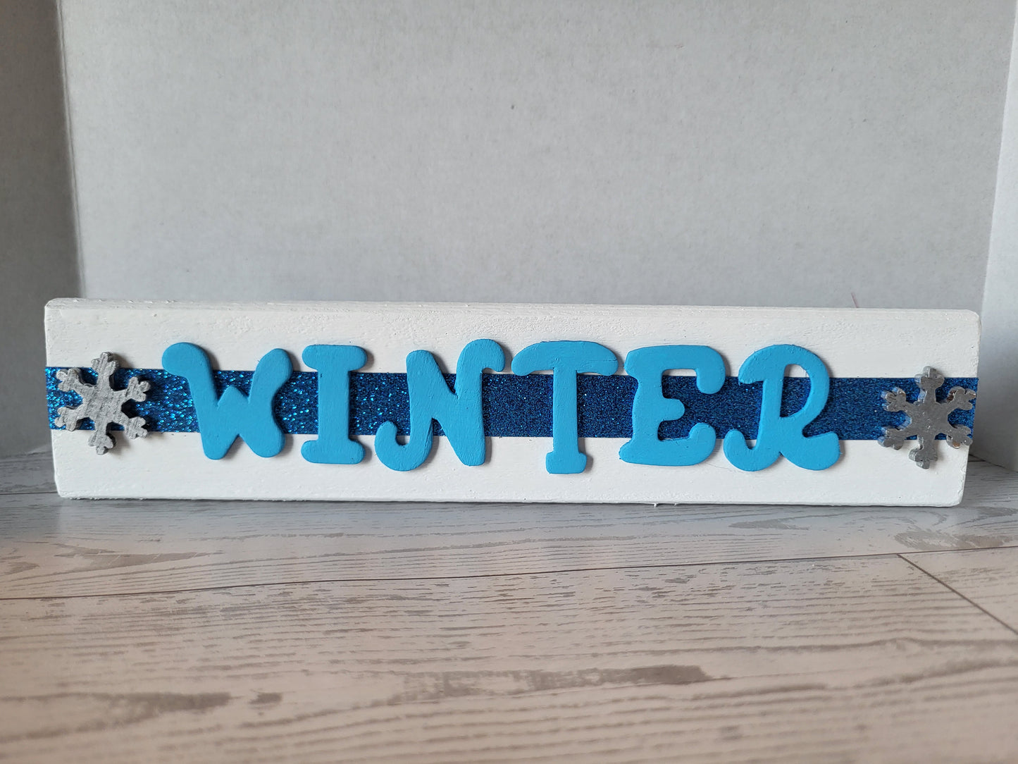 Rustic Winter Word Sign - Handmade Wooden Shelf Decor