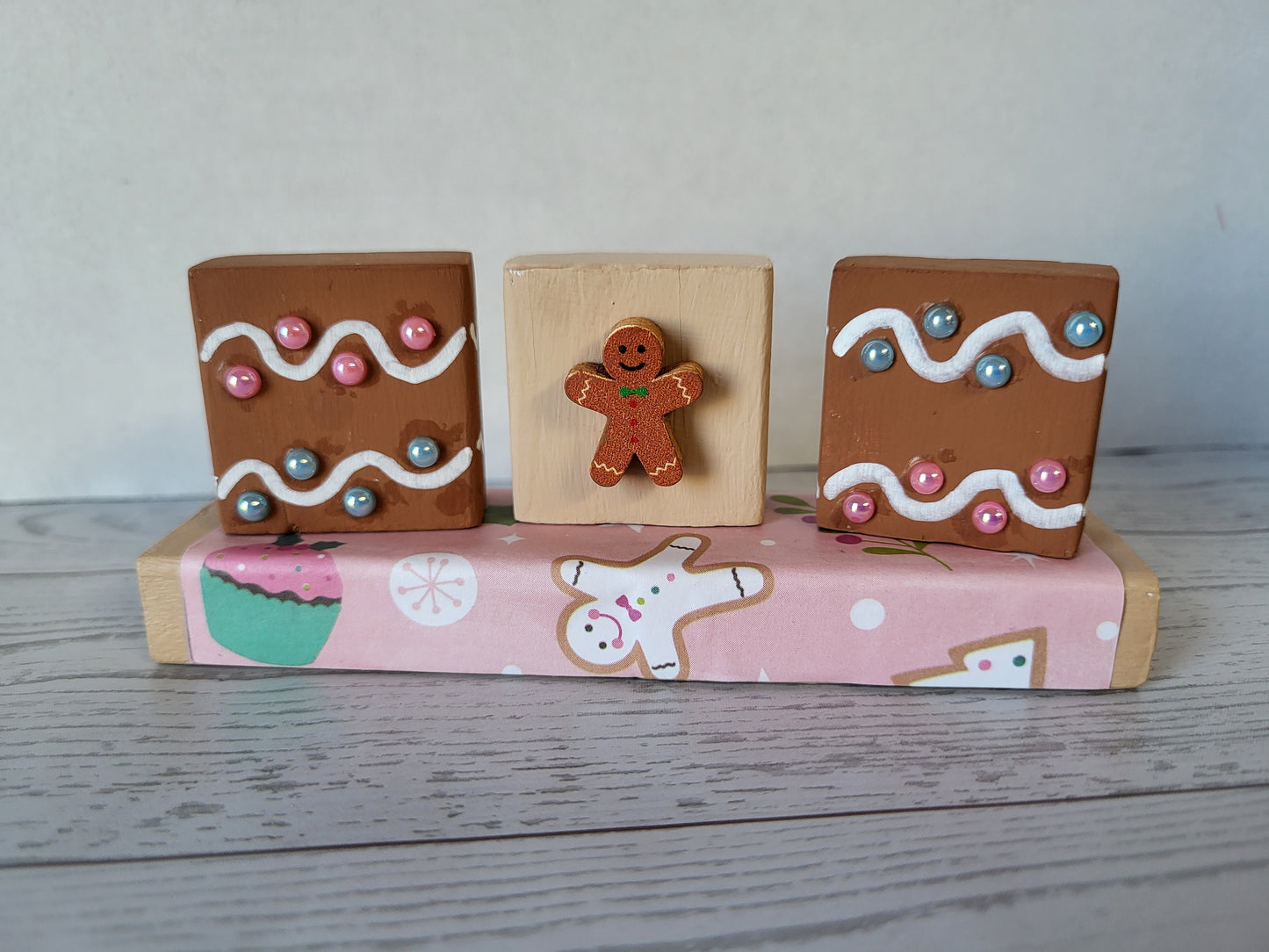 Handmade Gingerbread Shelf Sitter - Rustic Wooden Décor Collection