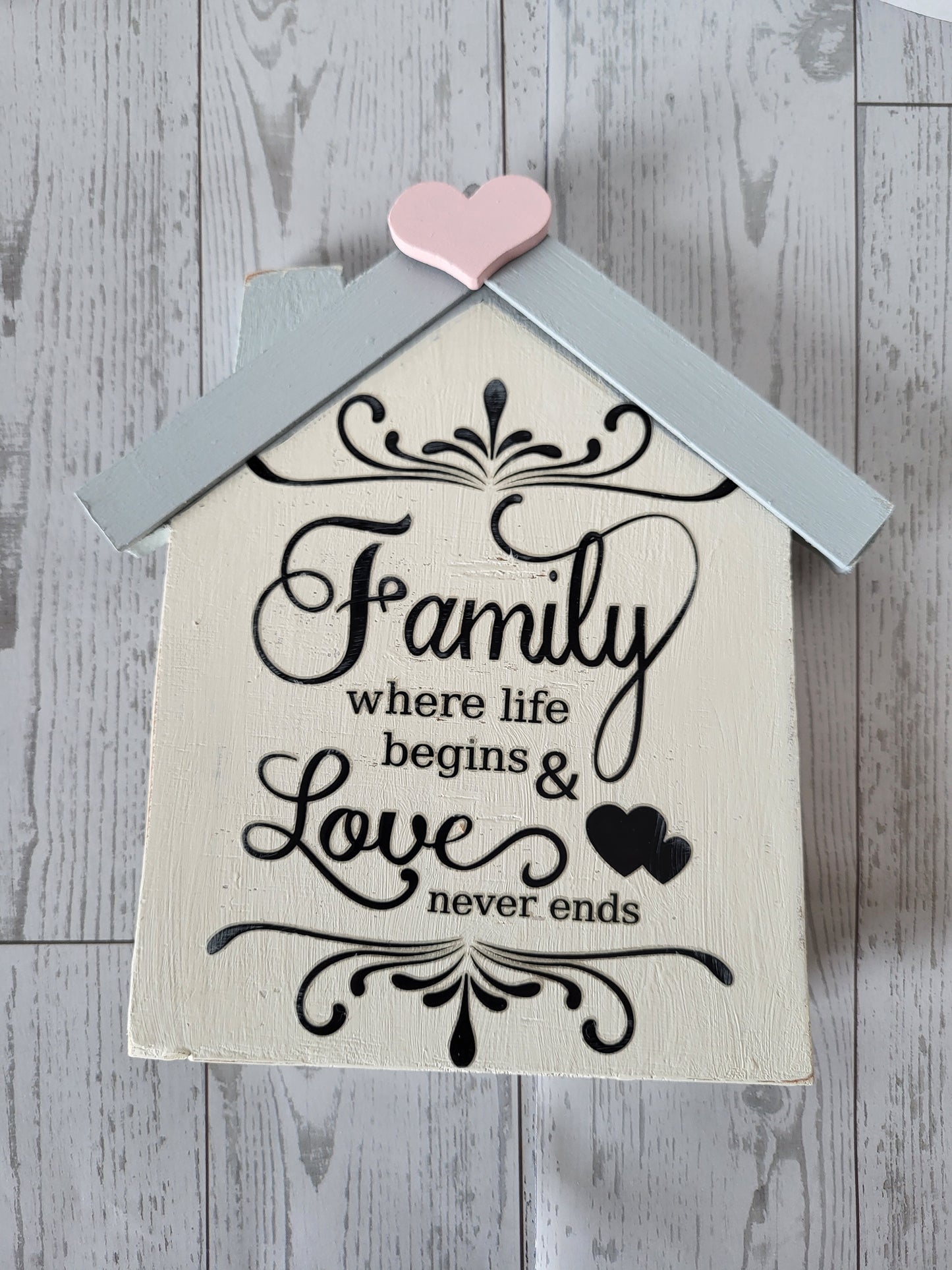 Heart of Family House Sign - Handmade Home Décor
