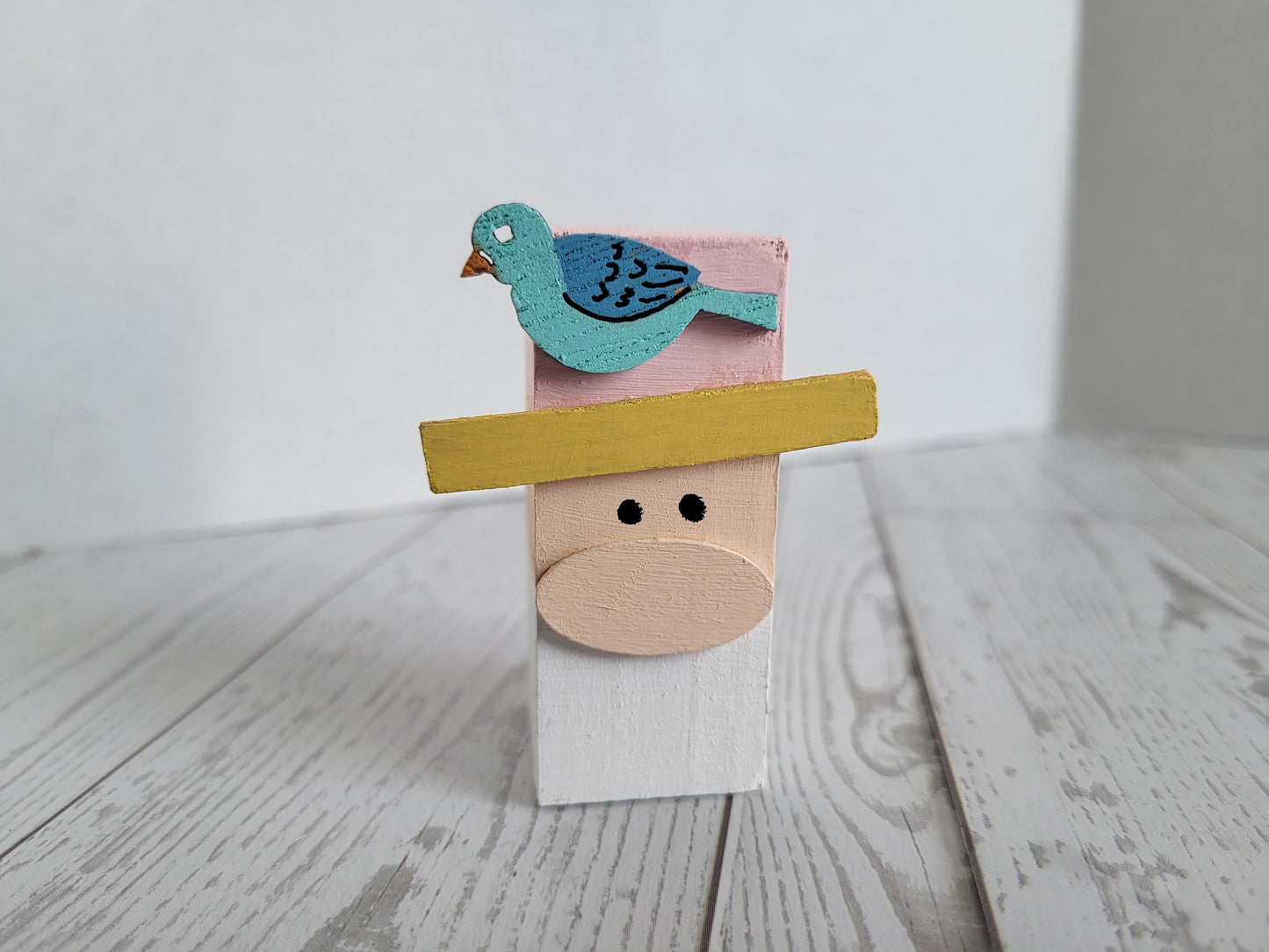 Chirp, the Spring Mini Gnome - Handmade Wooden Shelf Sitter