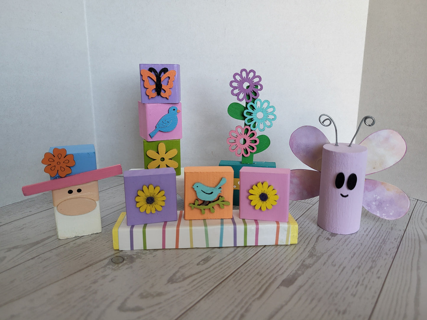 Handmade Spring Shelf Sitters  - Rustic Wooden Décor Collection