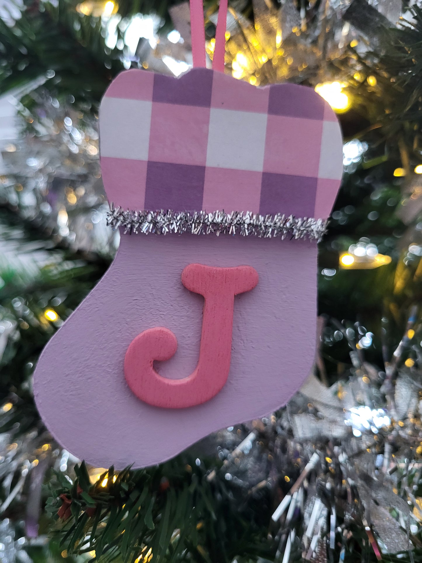 Personalized Stocking Ornament  - colors and initial