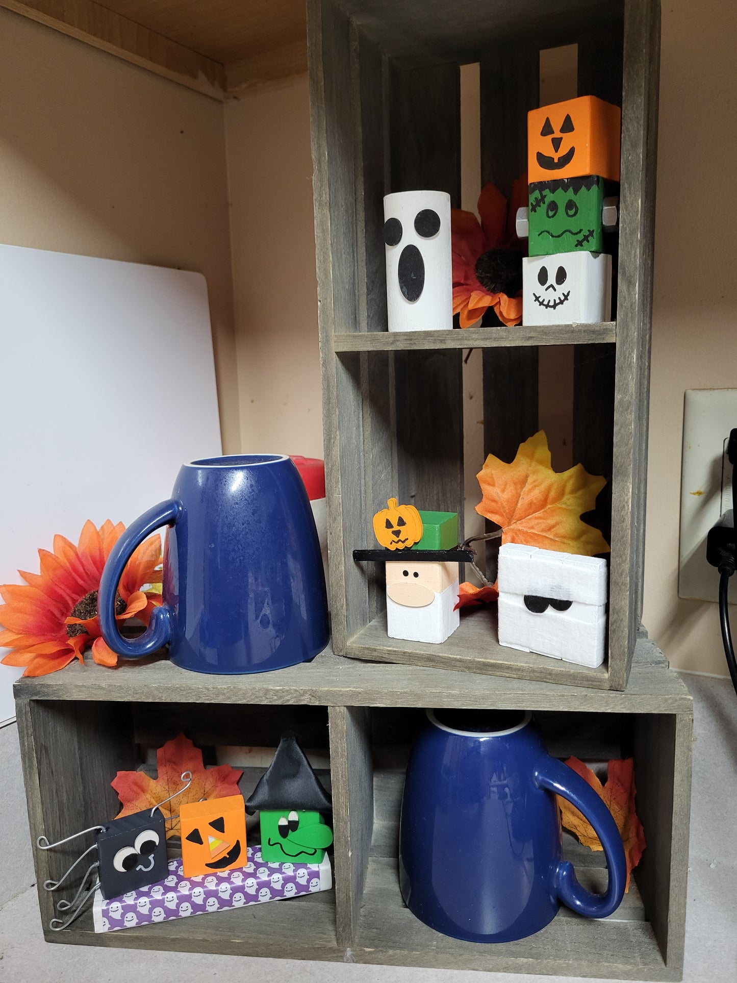Handmade Halloween Shelf Sitters  - Rustic Wooden Décor Collection