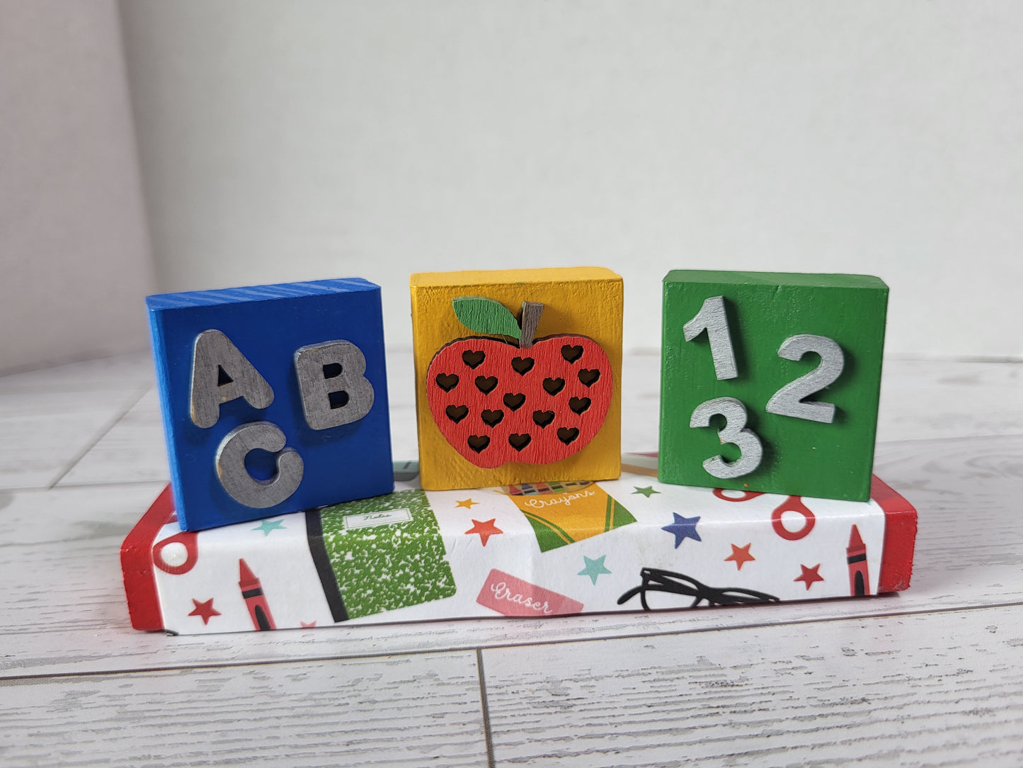 Handmade Back to School Shelf Sitters - Rustic Wooden Décor Collection