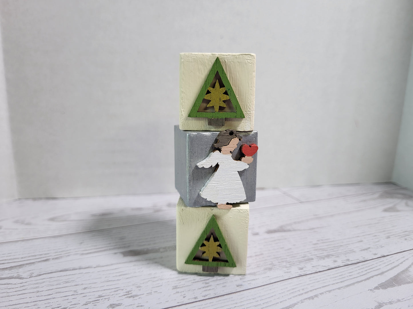 Handmade Religious Christmas Shelf Sitters  - Rustic Wooden Décor Collection