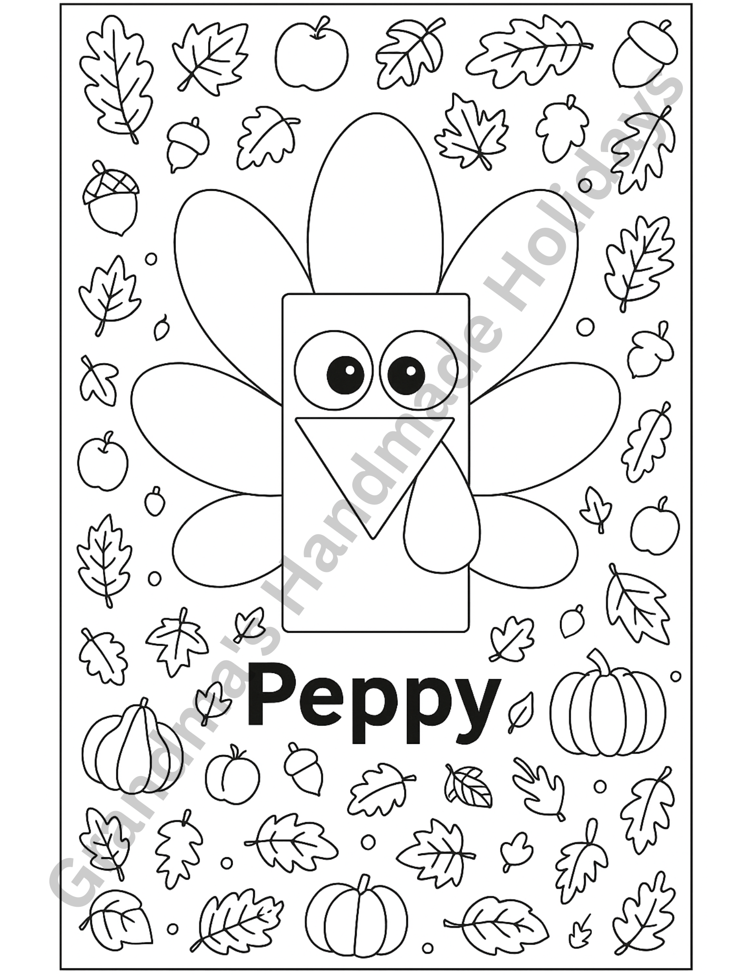 5 page collection of Thanksgiving coloring pages