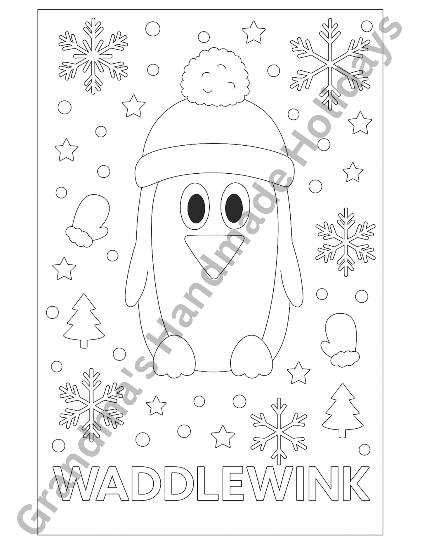 Winter Coloring Pages - 5 page digital download