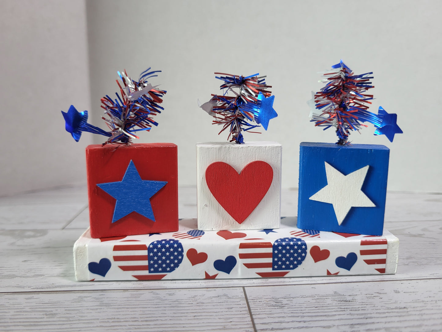Handmade 4th of July Shelf Sitters  -  Rustic Wooden Décor Collection