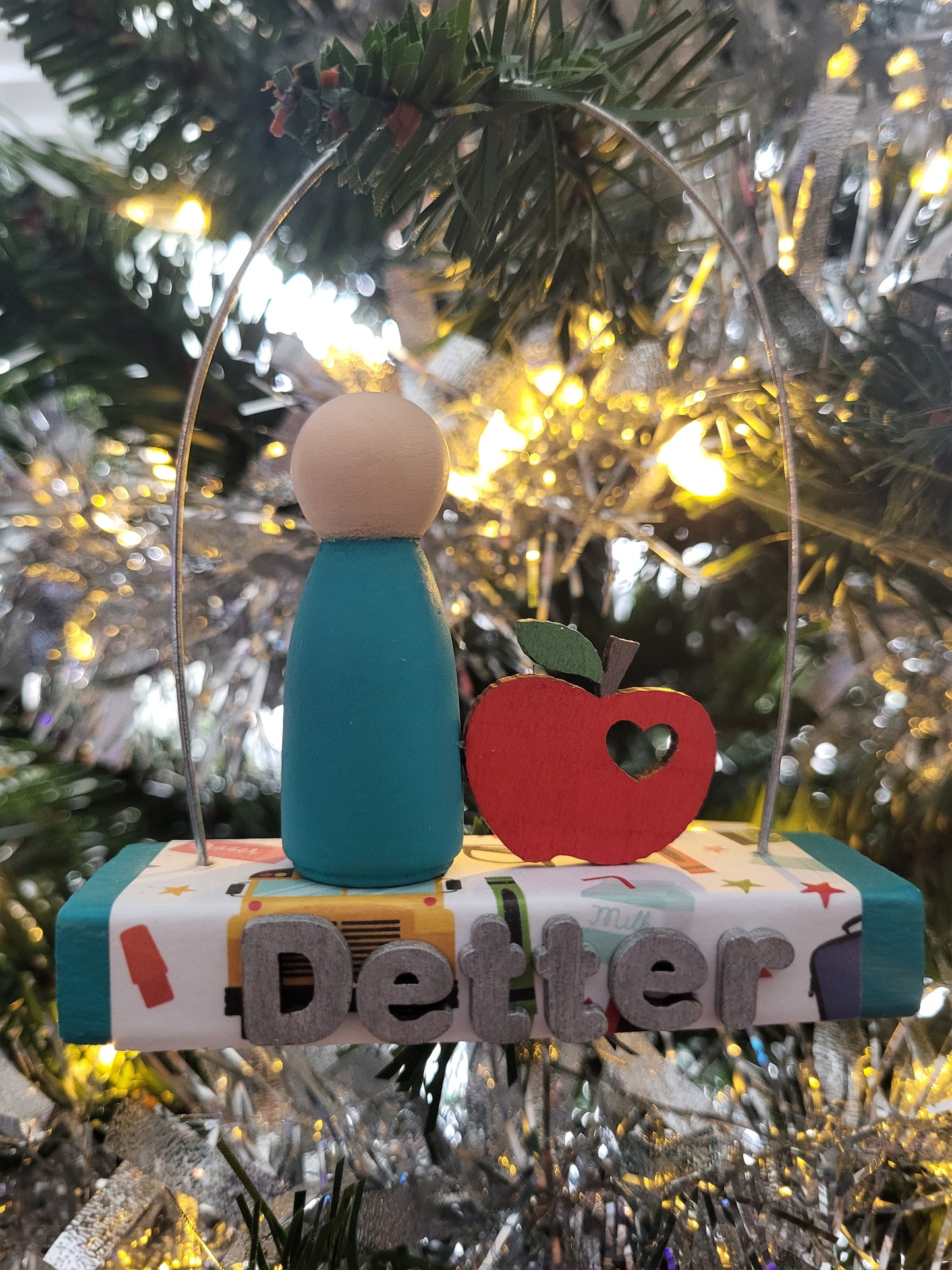 Personalized Teacher Ornament - Custom Name and Colors