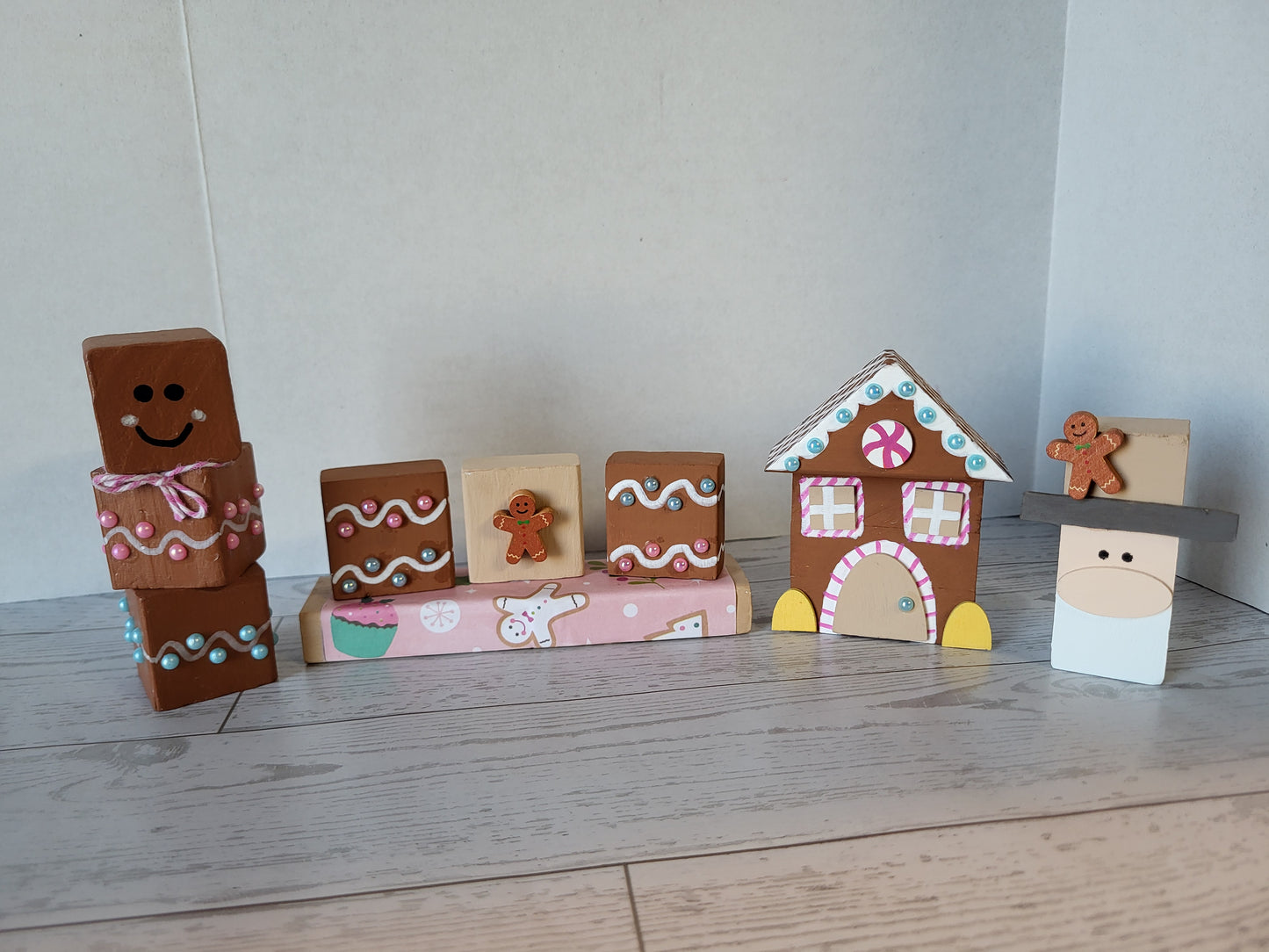 Handmade Gingerbread Shelf Sitter  - Rustic Wooden Décor Collection