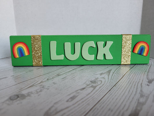 Handmade St. Patrick’s Day Word Sign - Rustic Wooden Shelf Decor