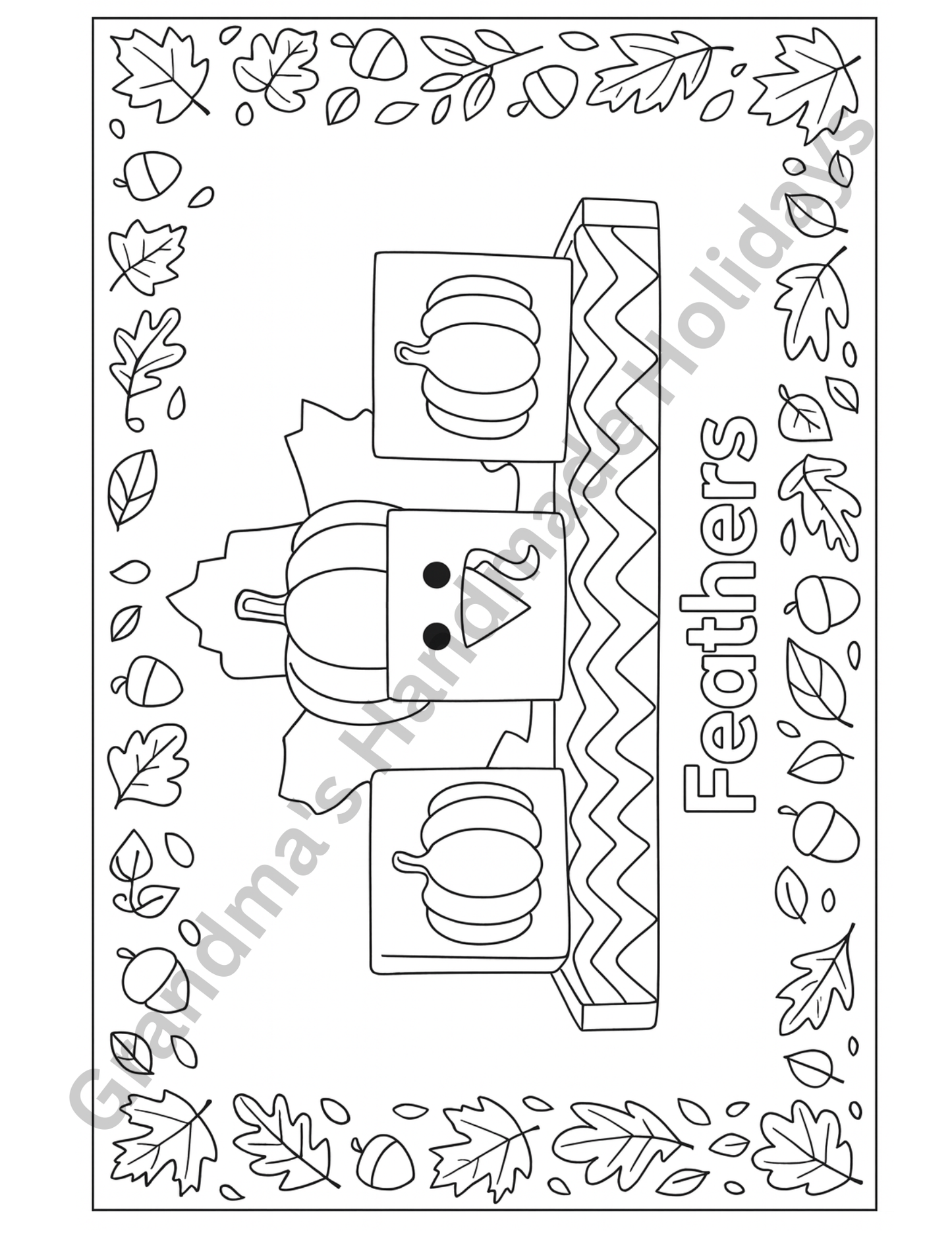 Thanksgiving Coloring Pages  |  5 page digital download