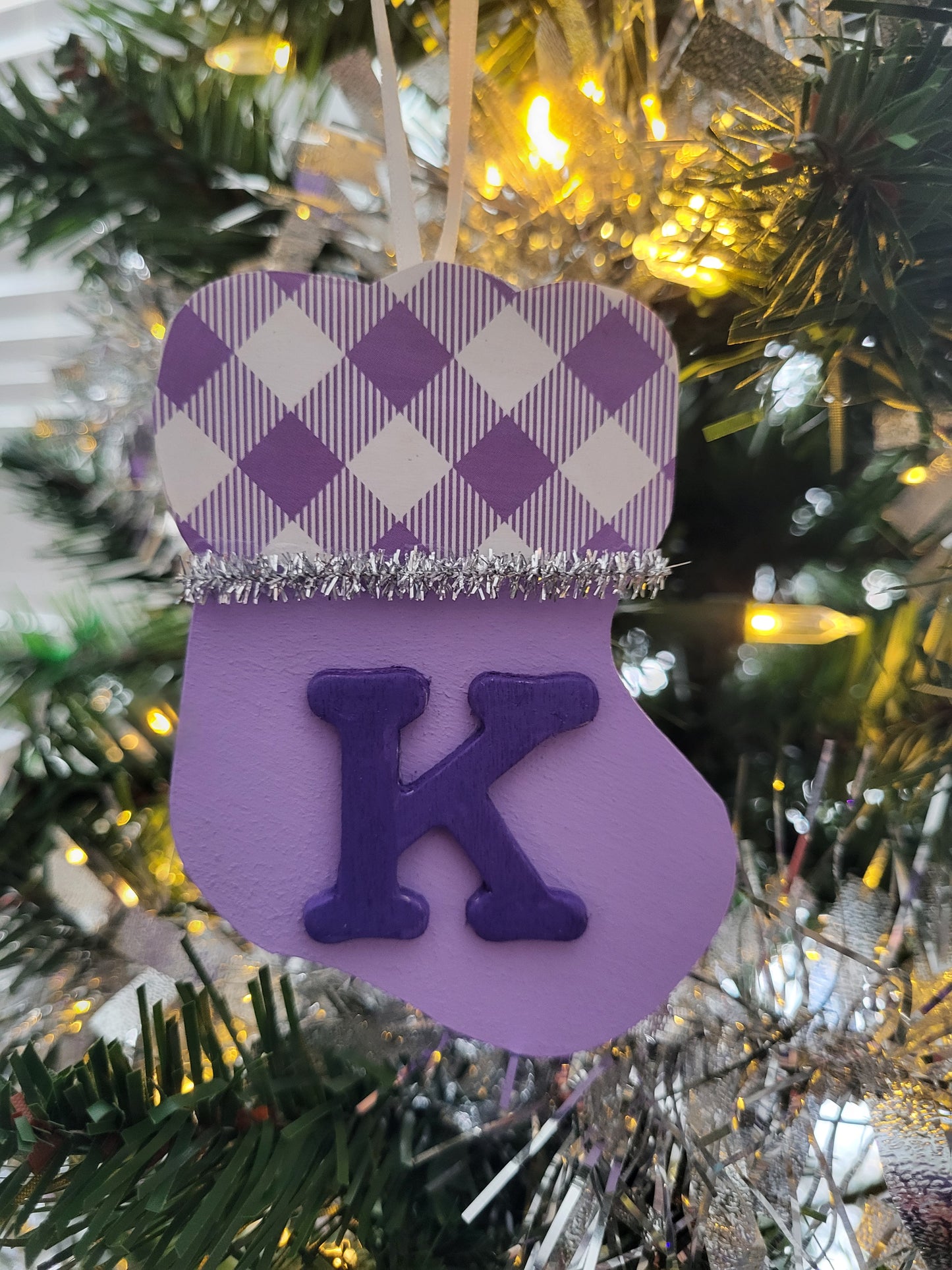 Personalized Stocking Ornament  - colors and initial