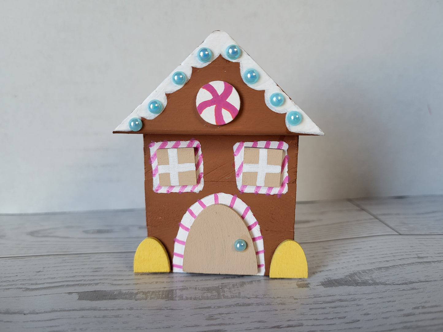 Handmade Gingerbread Shelf Sitter  - Rustic Wooden Décor Collection