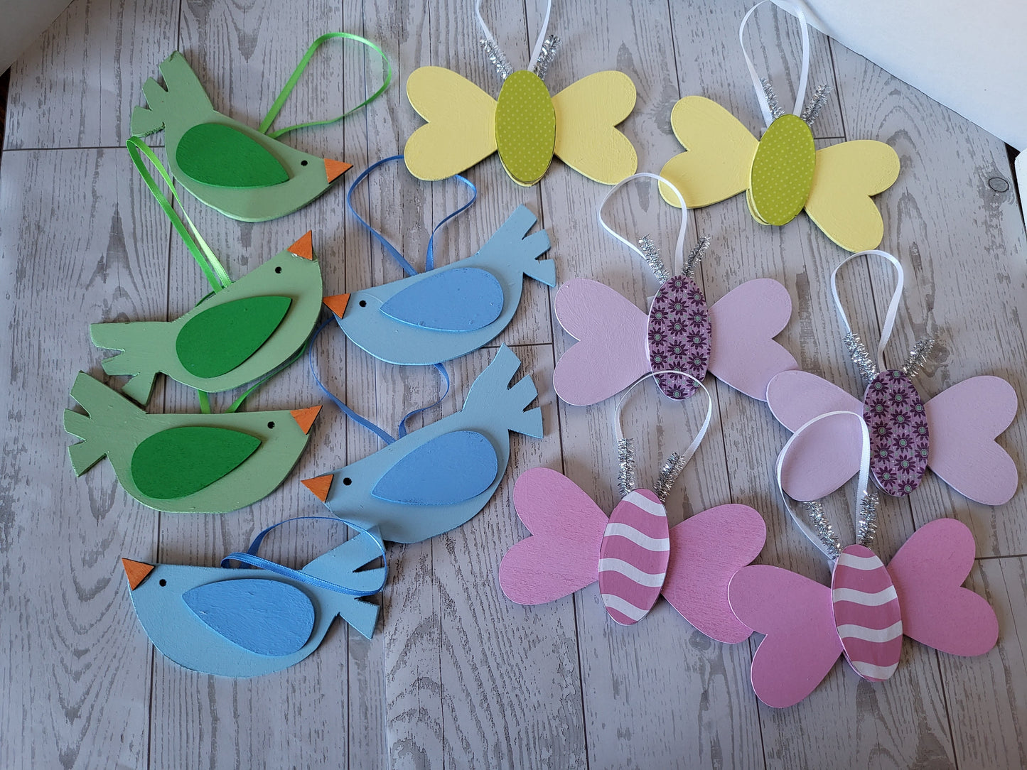 Spring Ornament Set - 12 Hand-painted Ornaments for Seasonal Decorating