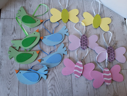 Spring Ornament Set - 12 Hand-painted Ornaments for Seasonal Decorating