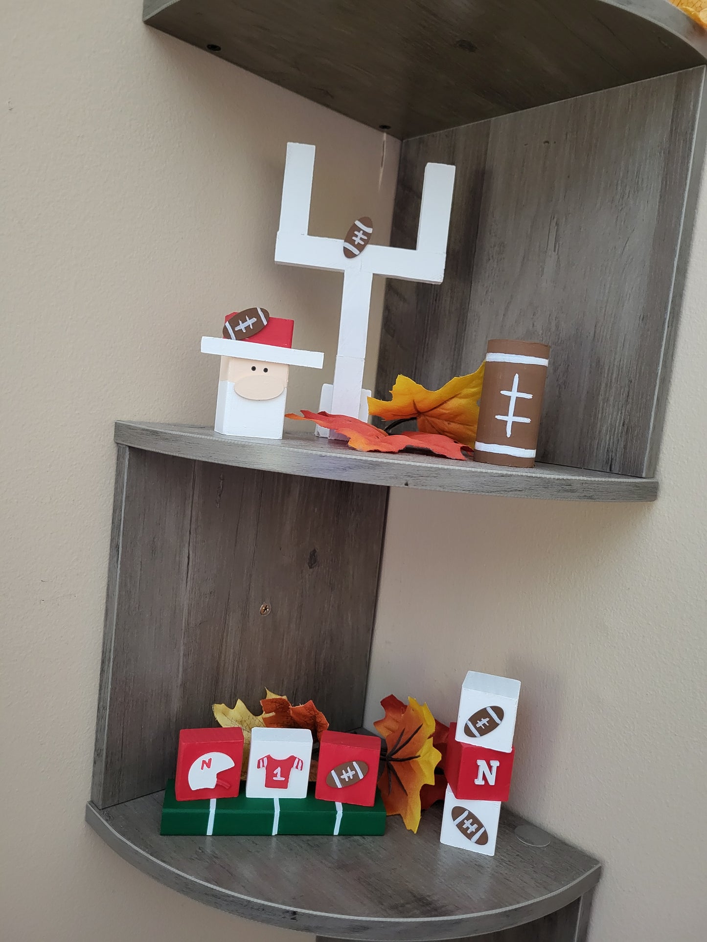 Football Shelf Sitter Collection – Custom Team Colors | Handmade Sports Décor