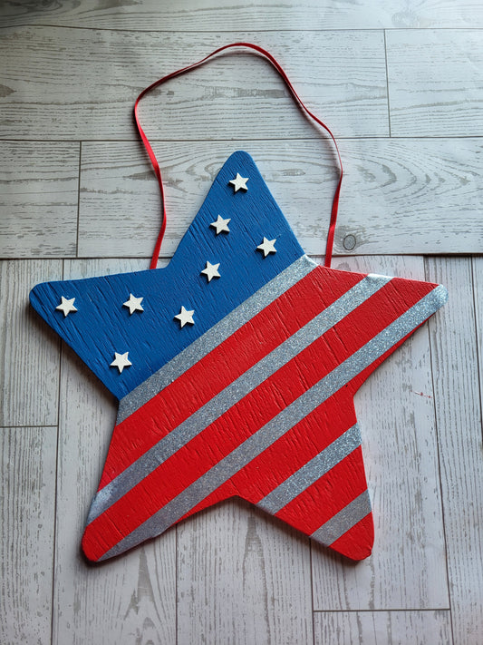Patriotic Star Hanging Sign | Stars and Stripes