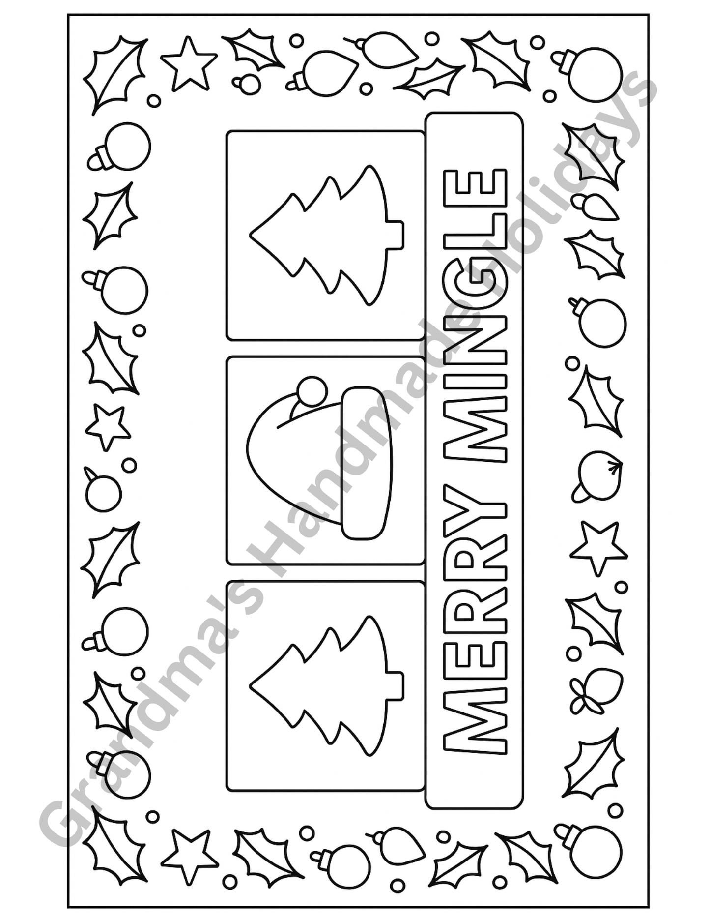 Christmas Coloring Pages - 5 page digital download