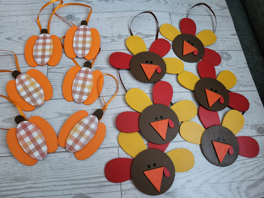 Handmade Thanksgiving Ornament Set - 12 hand-painted ornaments for seasonal decorating