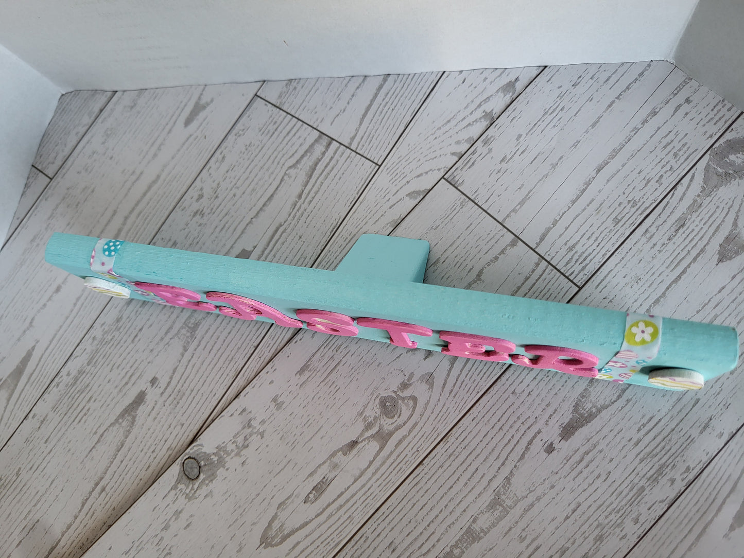 Handmade Easter Word Sign - Rustic Wooden Shelf Décor