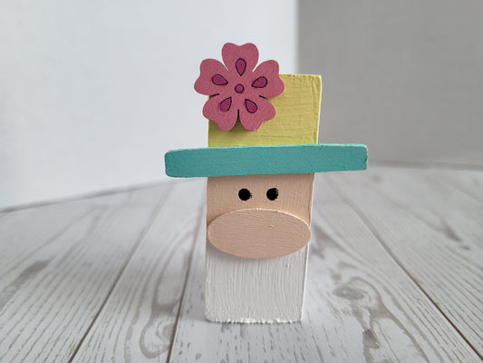 Blossom, the Spring Mini Gnome - Handmade Wooden Shelf Sitter