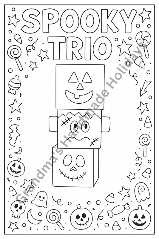 Halloween Coloring Pages - 5 page digital download
