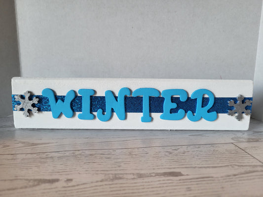 Rustic Winter Word Sign - Handmade Wooden Shelf Decor