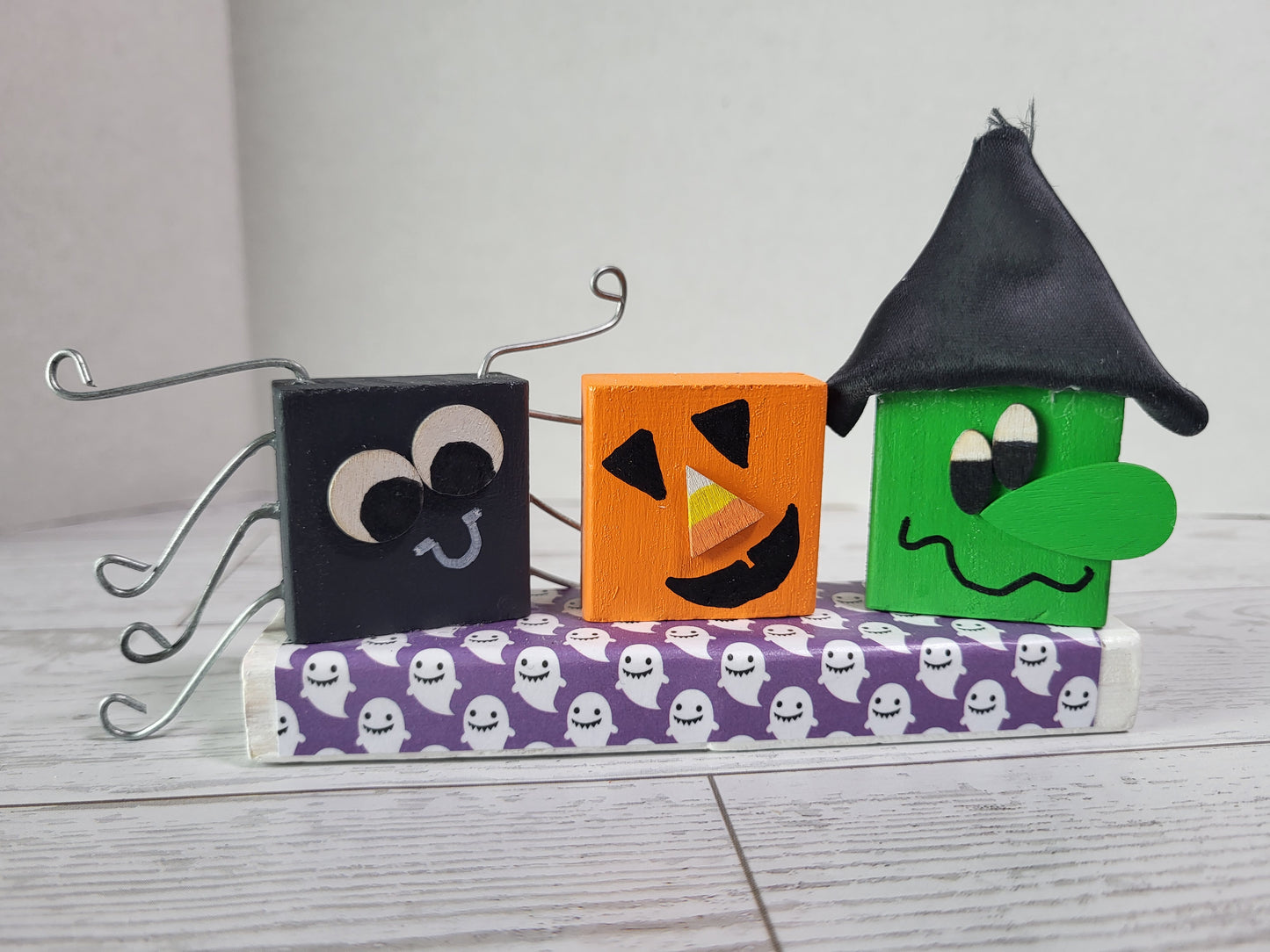 Handmade Halloween Shelf Sitters  - Rustic Wooden Décor Collection