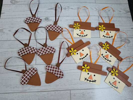 Handmade Fall Ornament Set - 12 handpainted ornaments for seasonal decorating