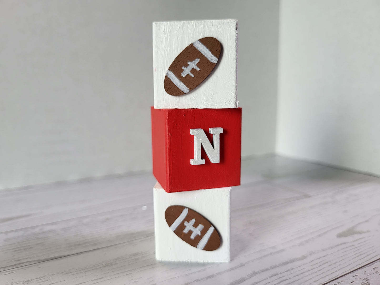 Football Shelf Sitter Collection – Custom Team Colors | Handmade Sports Décor