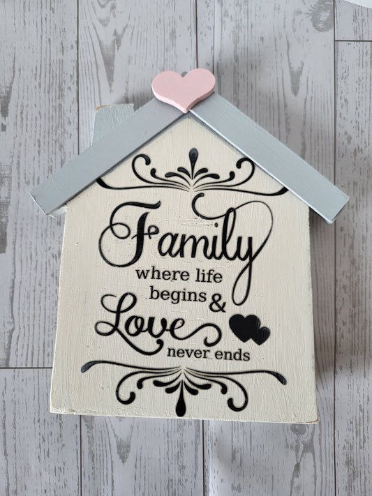 Heart of Family House Sign - Handmade Home Décor