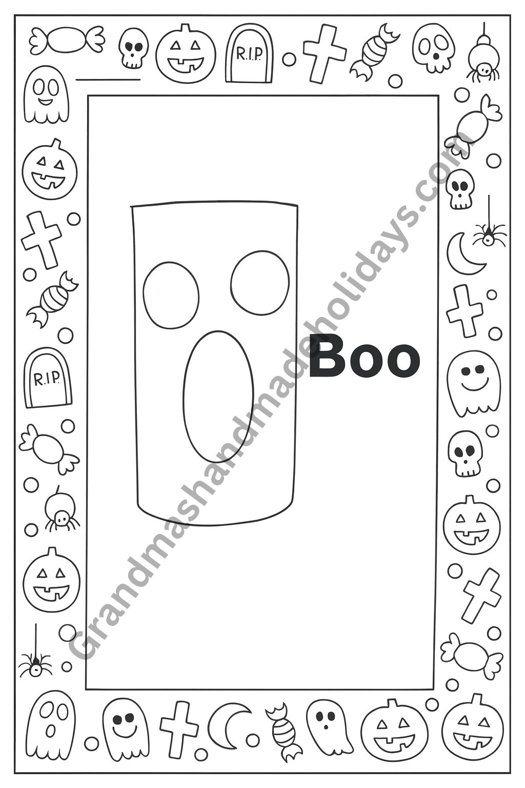 Halloween Coloring Pages - 5 page digital download